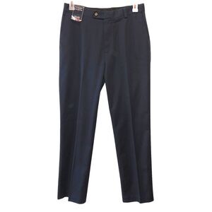 New Roundtree Yorke Mens 32 x 32 Navy Blue Flat Front Travel Smart Twill Pants